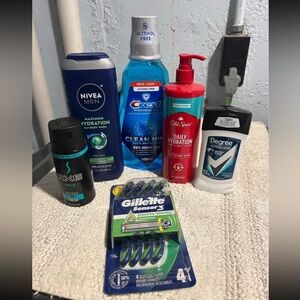 Mens hygiene bundle! Body wash, Axe, lotion, razors, deodorant, mouthwash